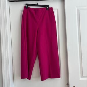 Rachel Zoe Wide Leg Cropped Pants Pleated  Fuchsia Sz 8 Contemporary Career